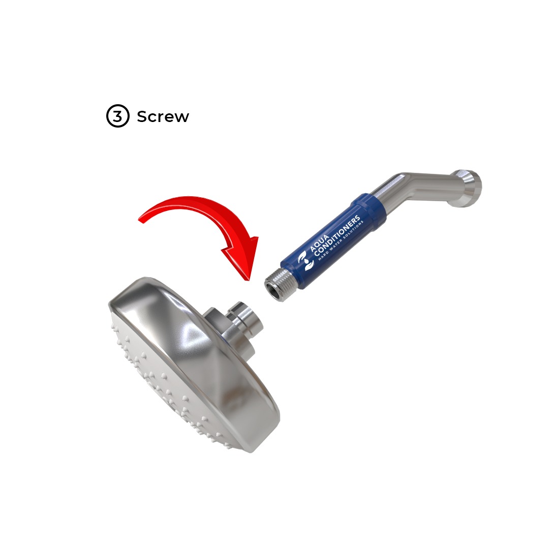 Step 3: the shower head going back on, this time onto the free end of the Aqua Shower Premium