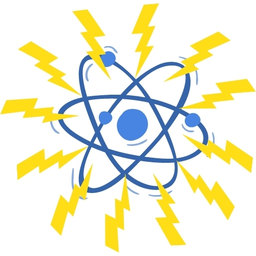 Diagram of a mineral particle drawn as an atom crackling with electrical charge, the zeta potential the alloy core reduces